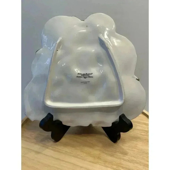 Fitz and Flyod 2004 Essentials Canape Plate Christmas Bunny Blossoms Serveware - Picture 3 of 4